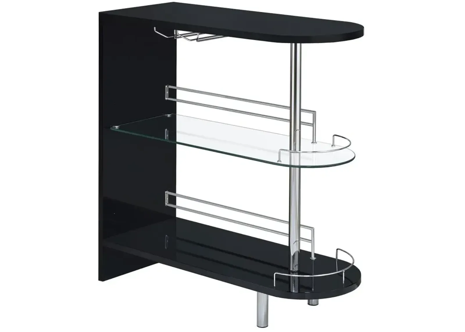 Adolfo 3-tier Bar Table Glossy Black and Clear