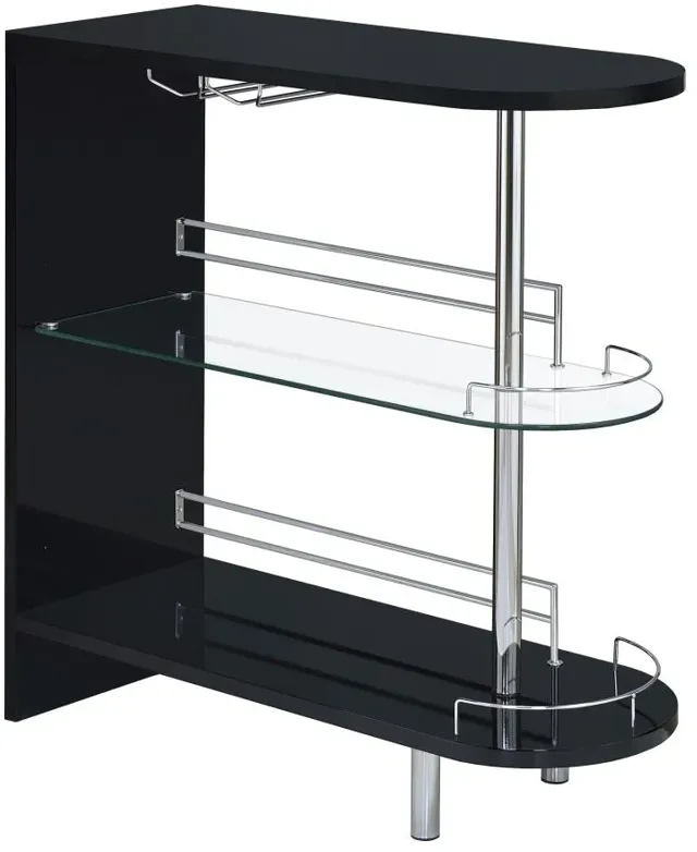 Adolfo 3-tier Bar Table Glossy Black and Clear