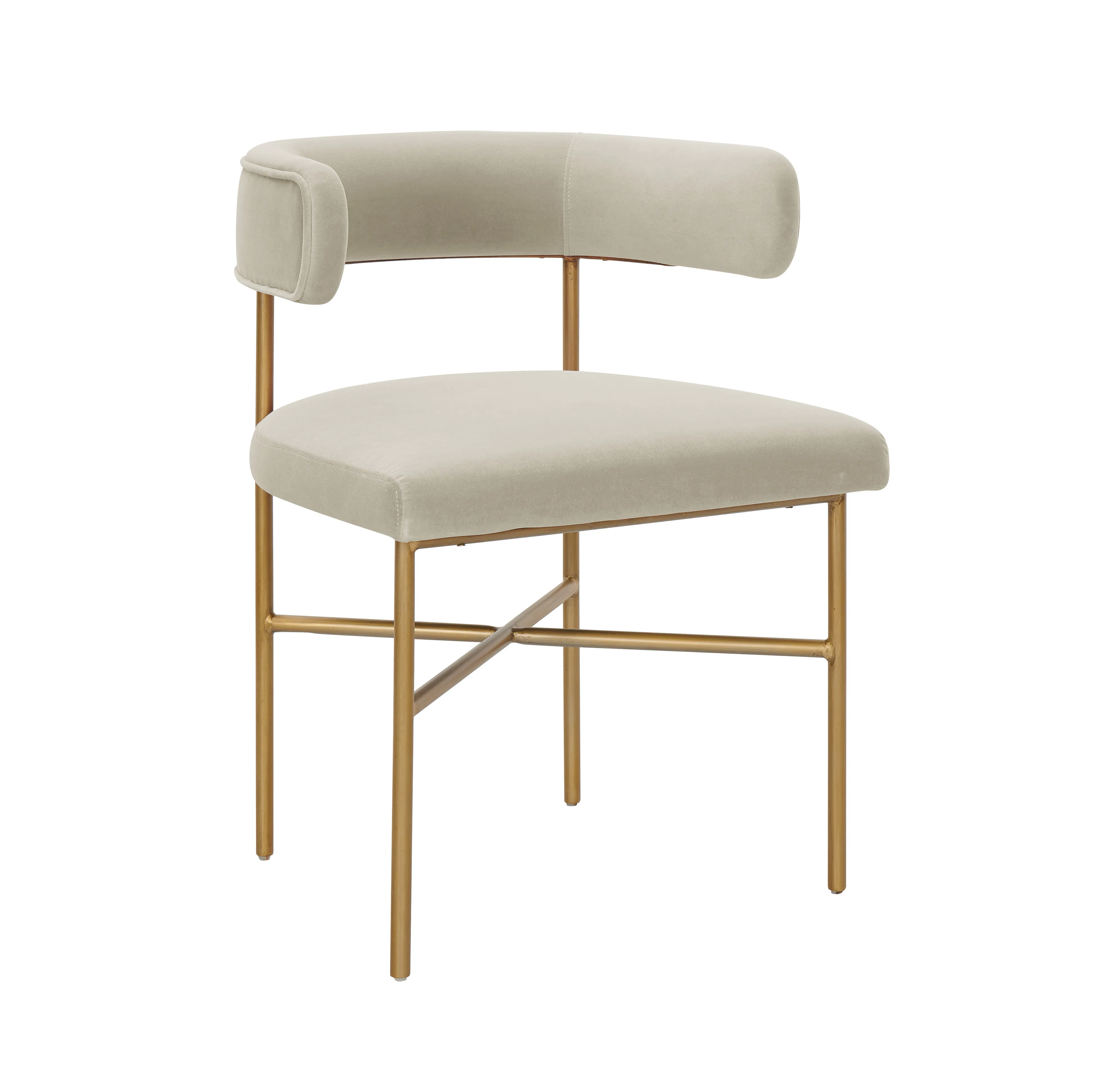 Kim Performance Velvet Chair in Cream