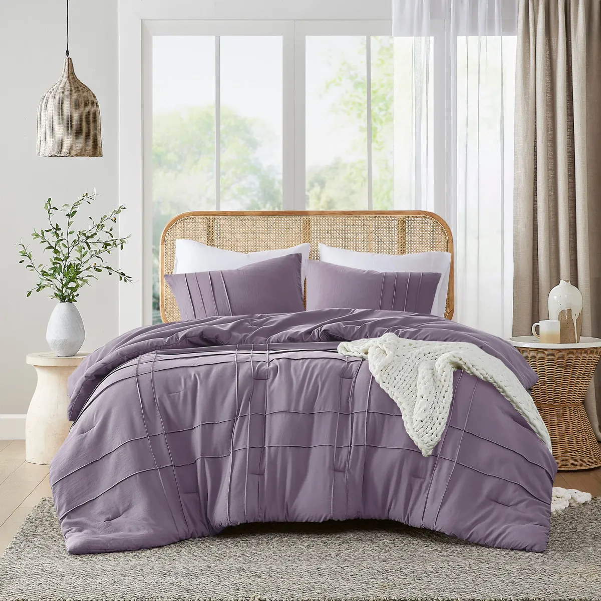 Soft Washed Pleated Comforter Set