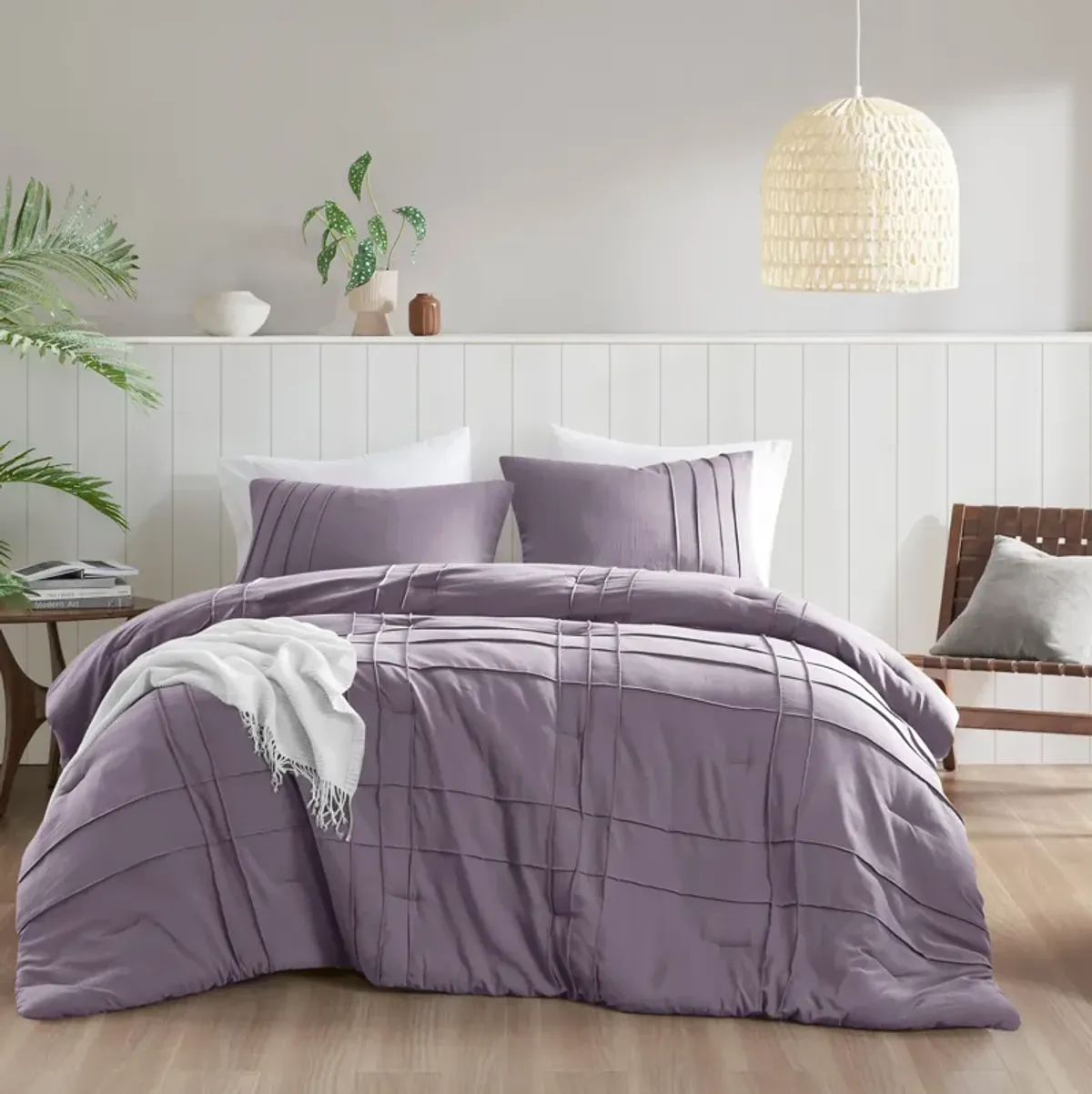 Soft Washed Pleated Comforter Set