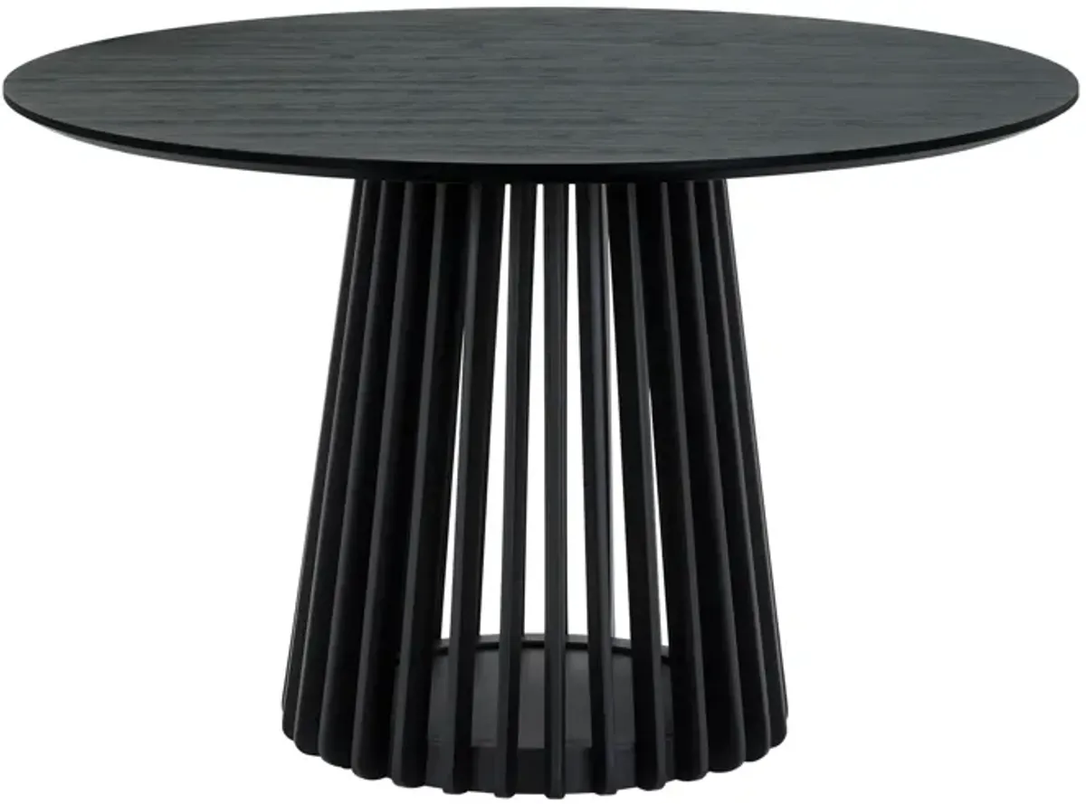 Pasadena 47" Wood Round Dining Table in Black Oak Finish