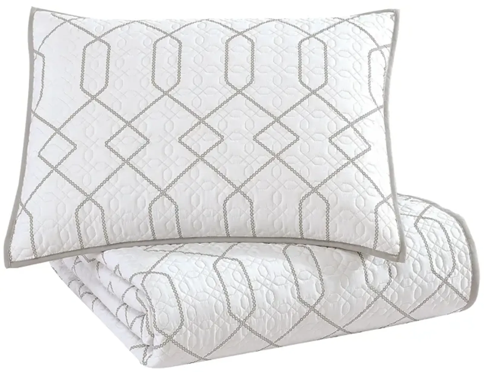 Alexander 2 pc Coverlet Set White/Gray