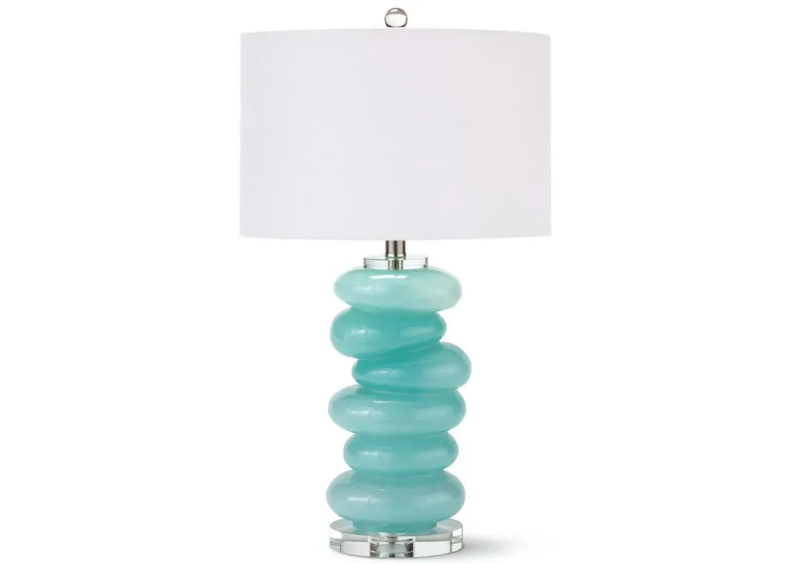 Stacked Pebble Glass Table Lamp (Aqua)