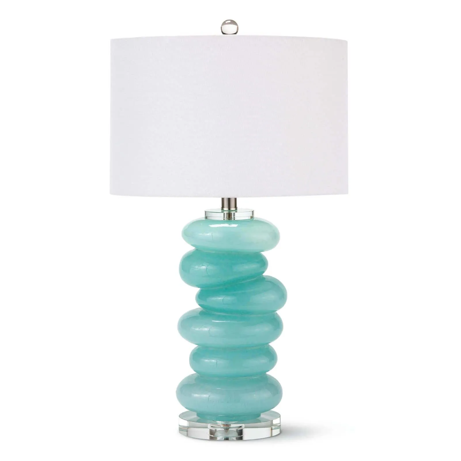 Stacked Pebble Glass Table Lamp (Aqua)