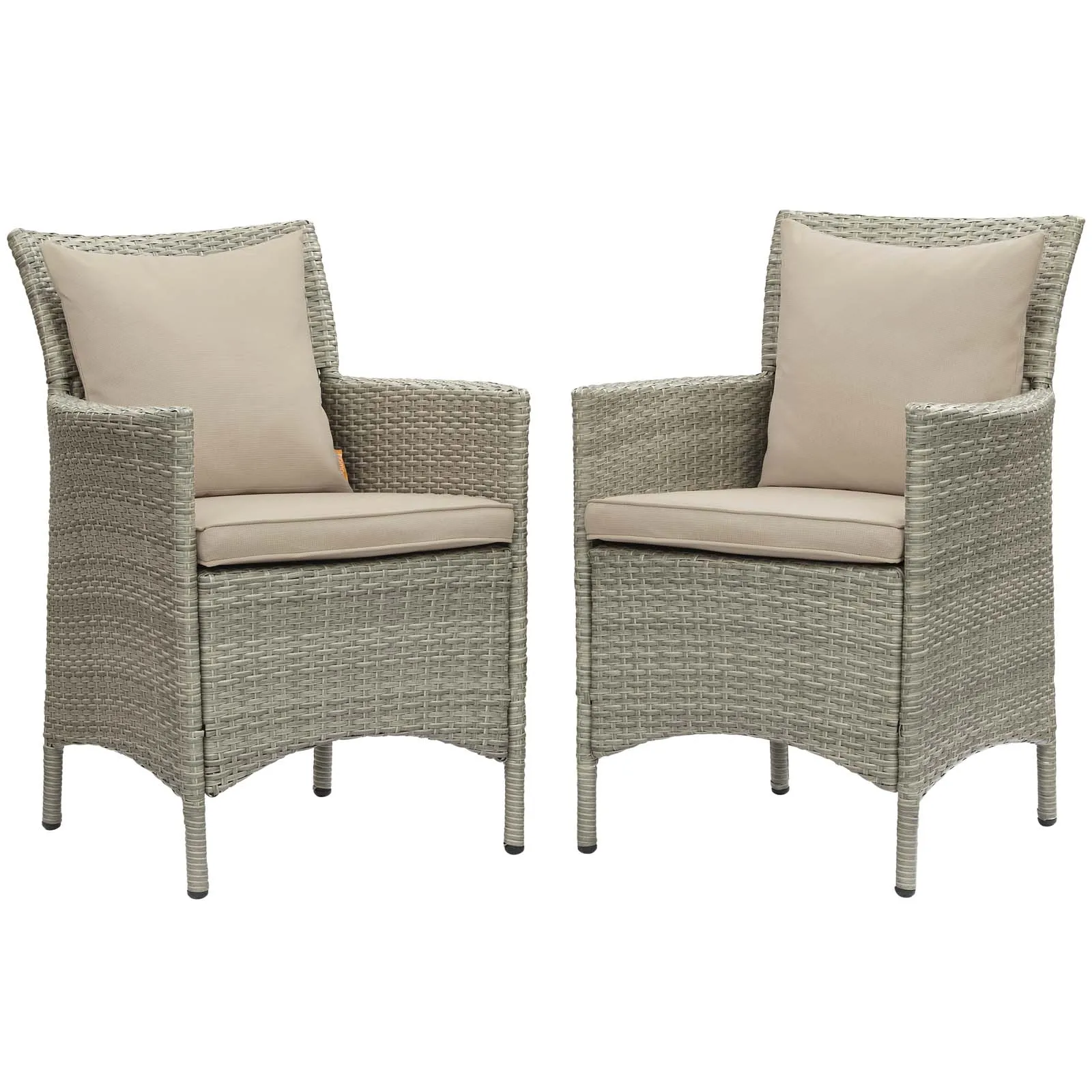 Conduit Outdoor Patio Wicker Rattan Dining Armchair Set of 2