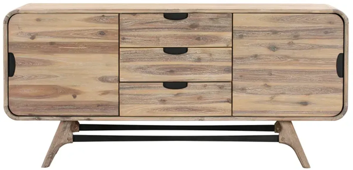 Kendra 3 Drawer Sideboard Buffet in Gray Acacia Wood