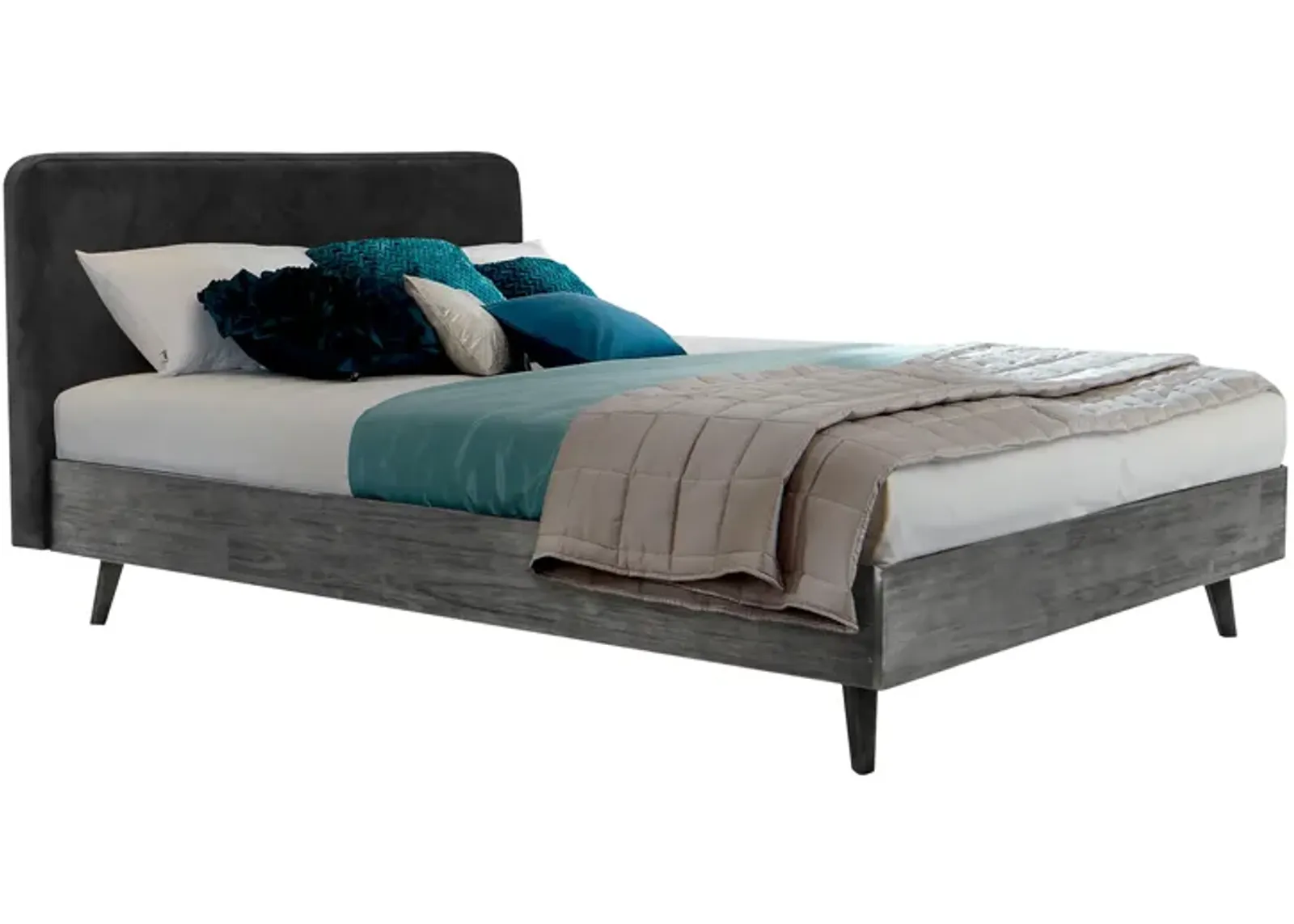 Mohave Mid Century Tundra Gray Acacia Queen Platform Bed