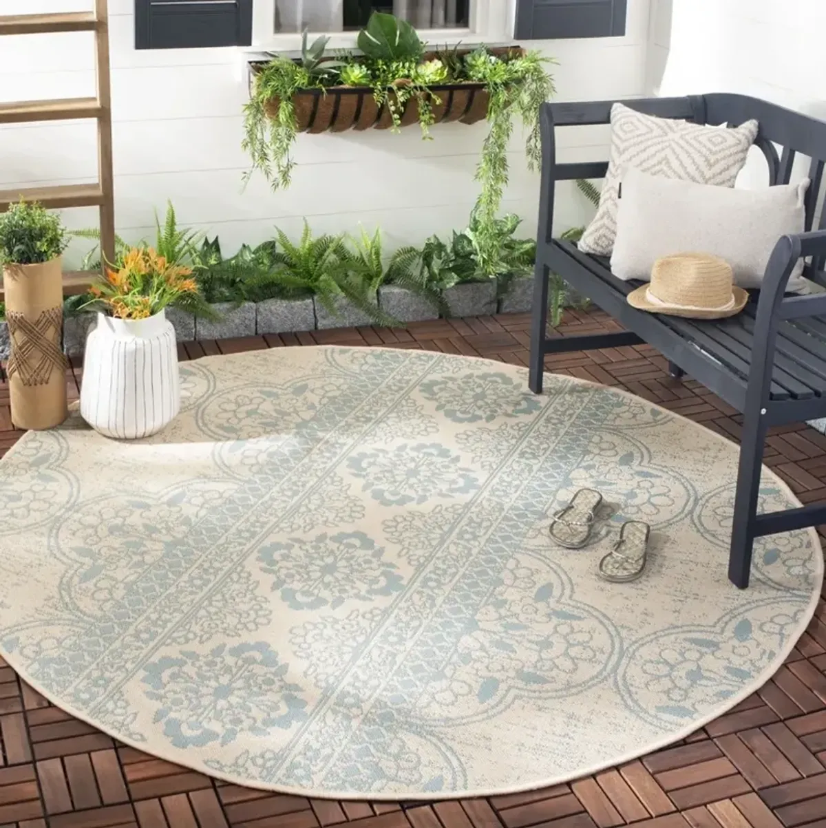 BEACH HOUSE 174 Blue 8' X 8' Round Round Rug