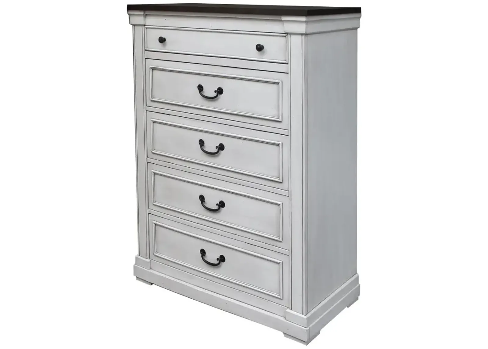 Hillcrest 5-drawer Chest Dark Rum and White