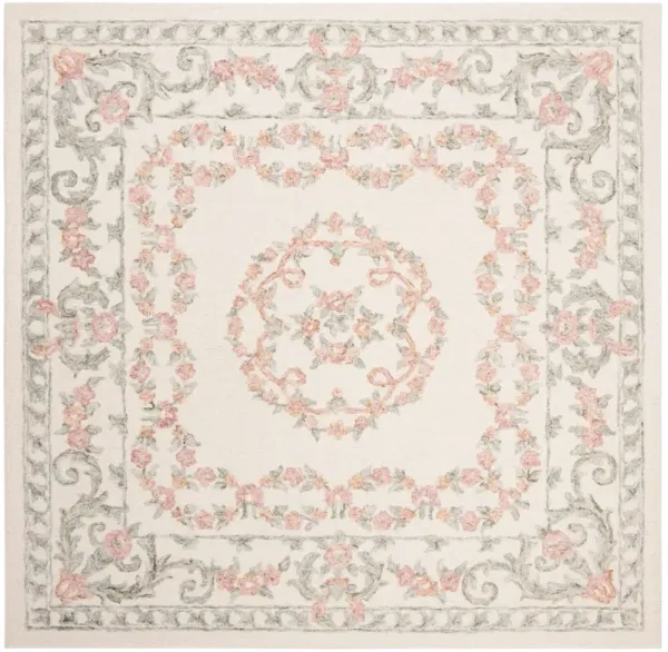 AUBUSSON 102 IVORY  4' x 4' Square Square Rug