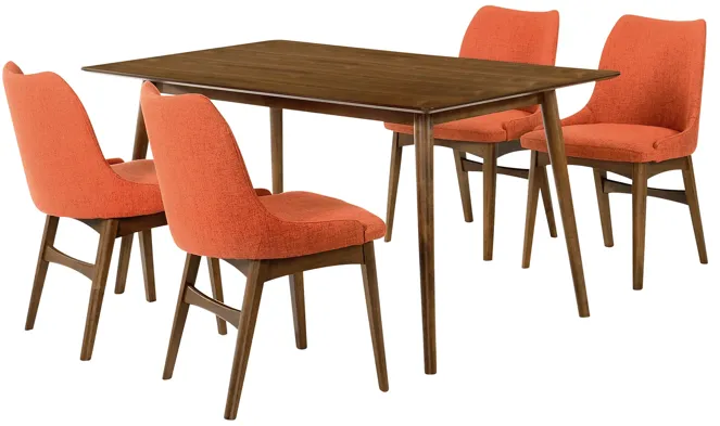 Westmont and Azalea Orange and Walnut 5 Piece Dining Set