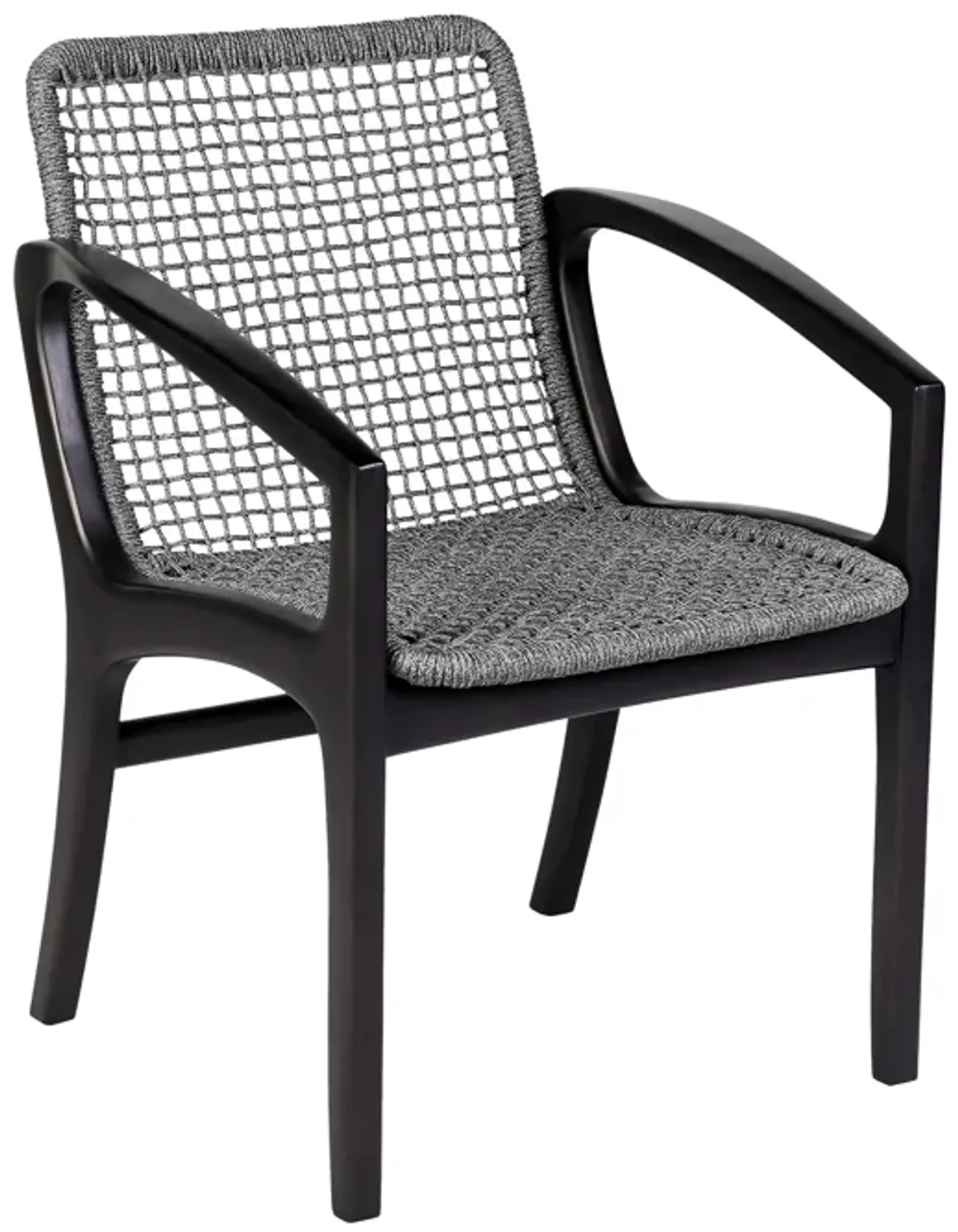 Brighton Outdoor Patio Dining Chair in Dark Eucalyptus Wood and Gray Rope