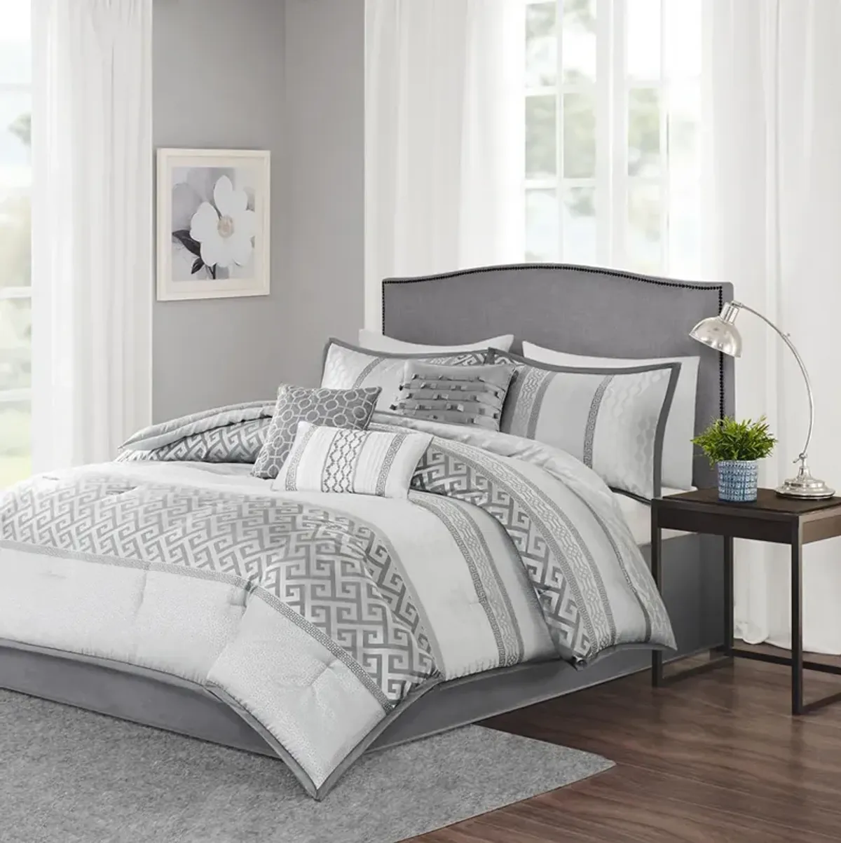 Madison Park Bennett Grey 7 Piece Comforter Set