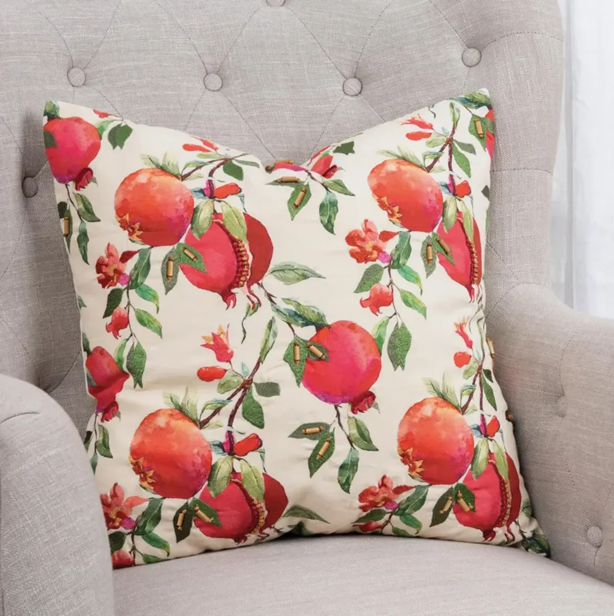 Botanical Pomegranate Red Pillow