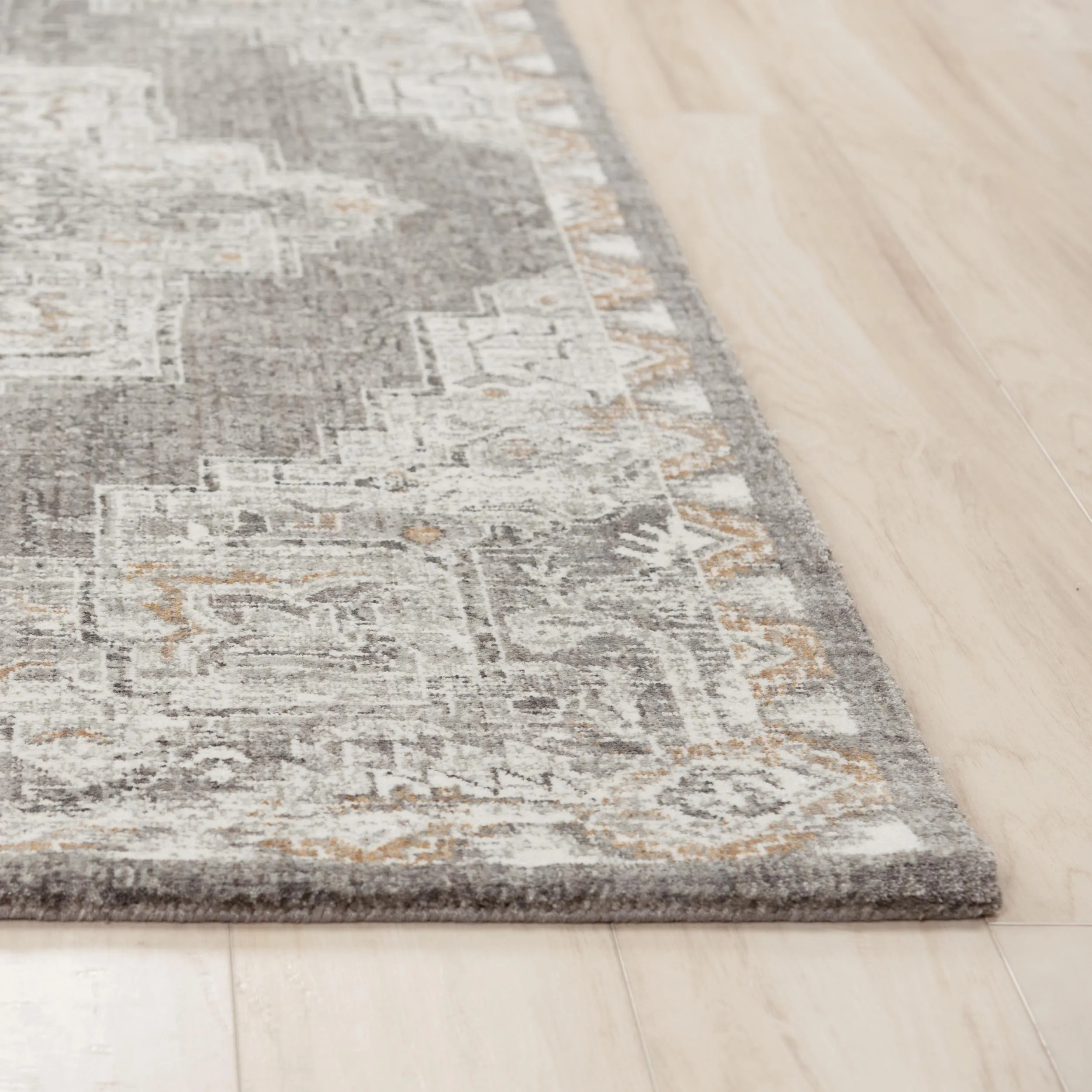 Anatolia Lt.Gray Medallion Recycled Polyester 2'6" x 8' Runner Rug