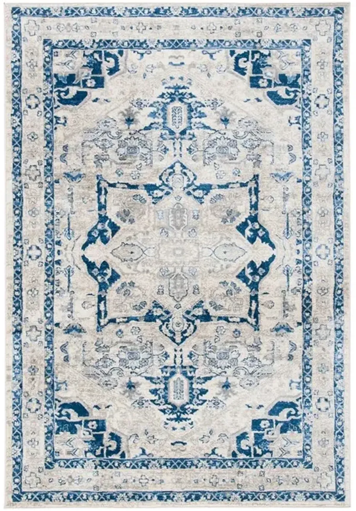 Brentwood 852 Beige / Blue 6' X 9' Medium Rectangle Powerloomed Rug