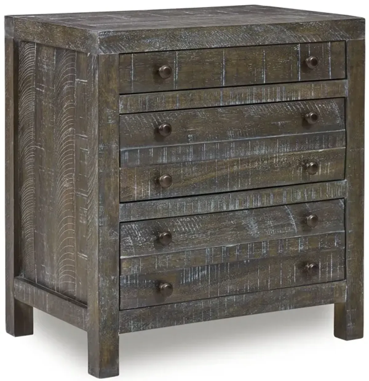 Townsend Solid Wood Three Drawer Nighstand in Gunmetal