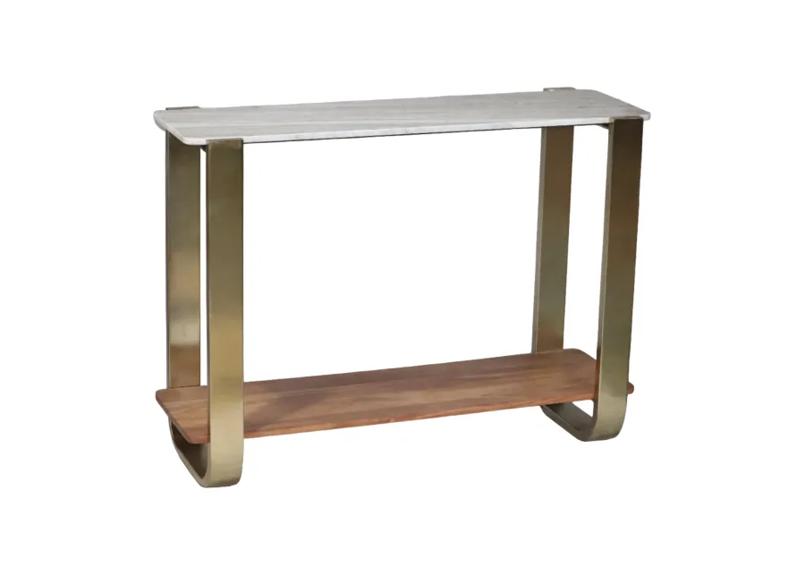 31" Marble Top Console, Gold Kd