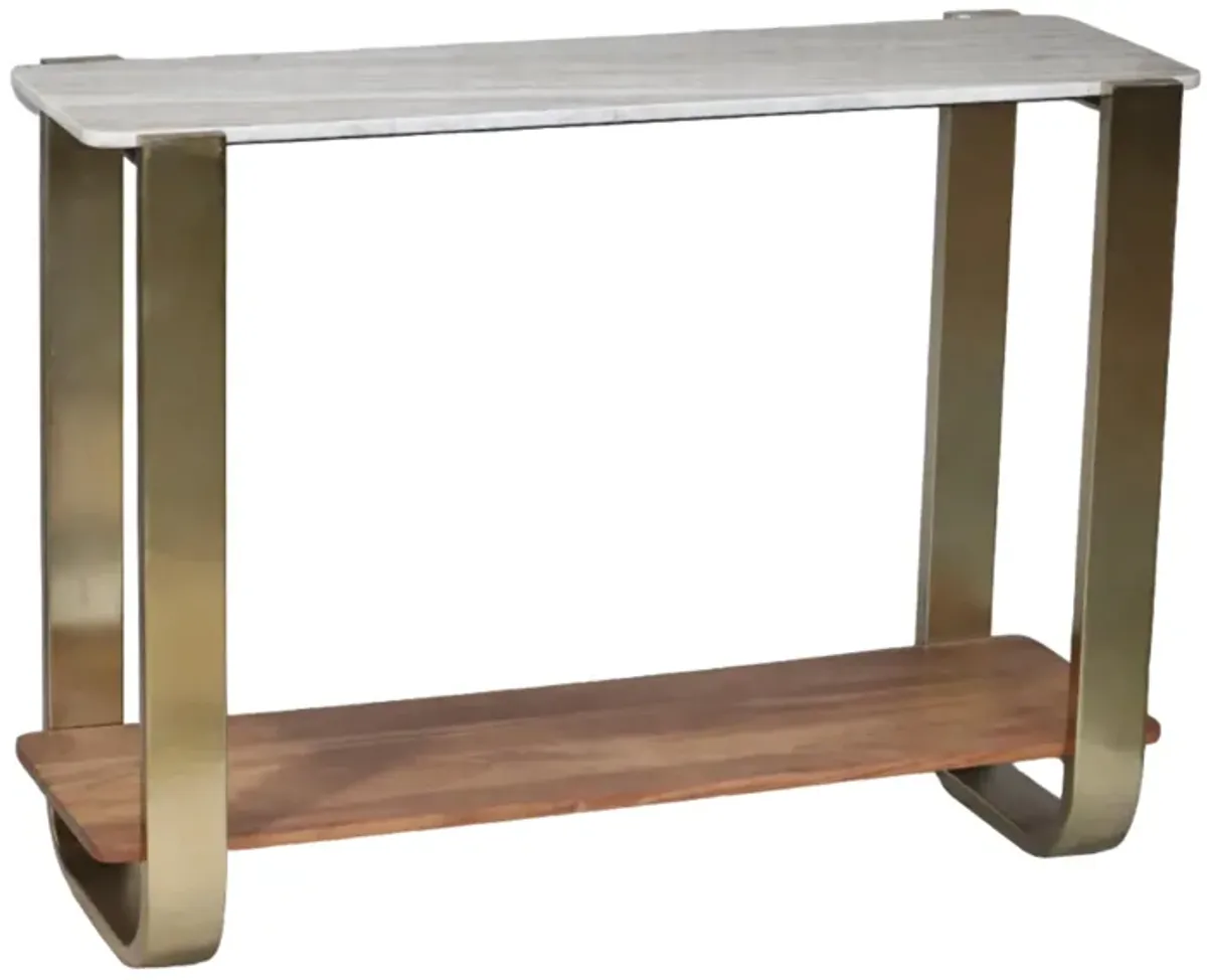 31" Marble Top Console, Gold Kd