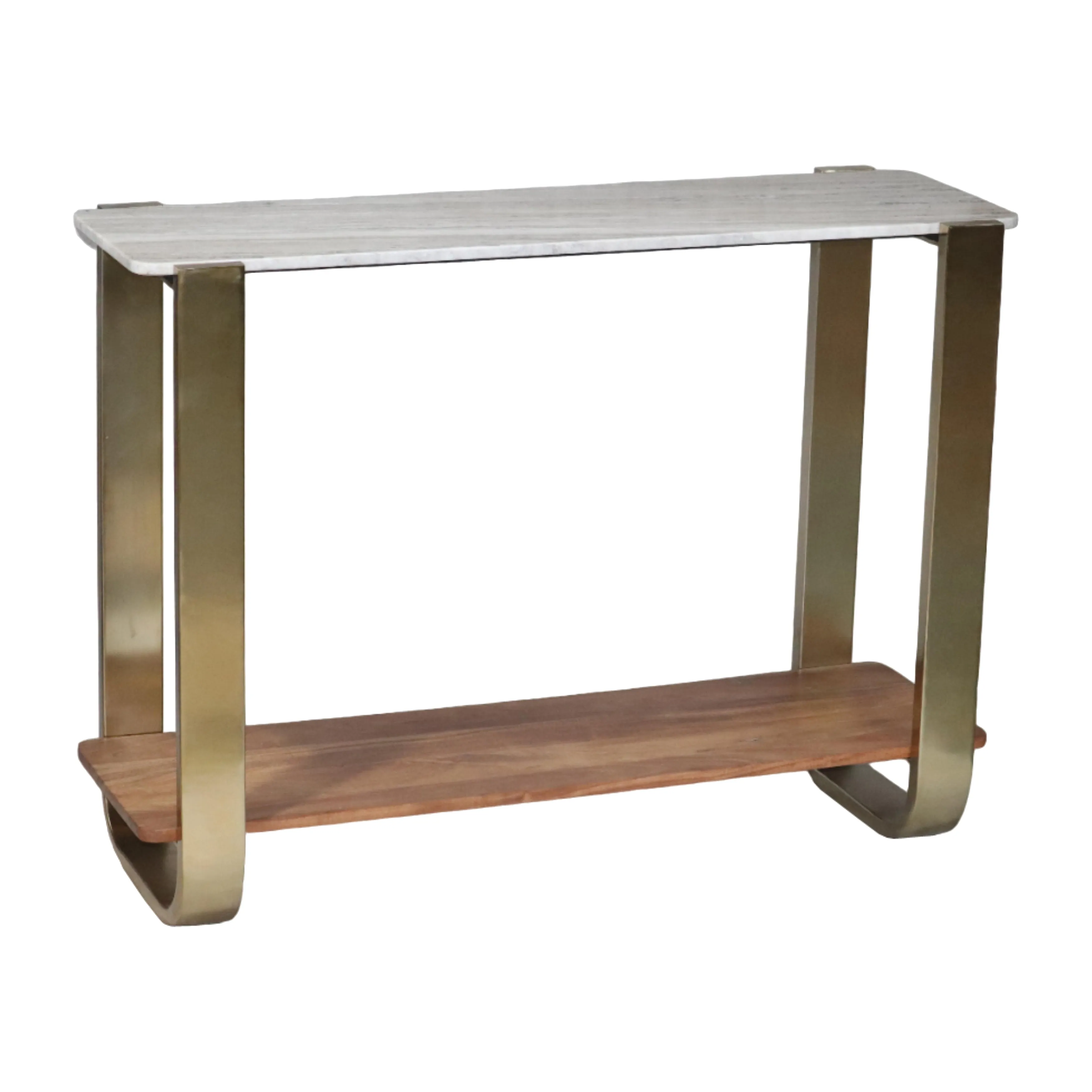 31" Marble Top Console, Gold Kd