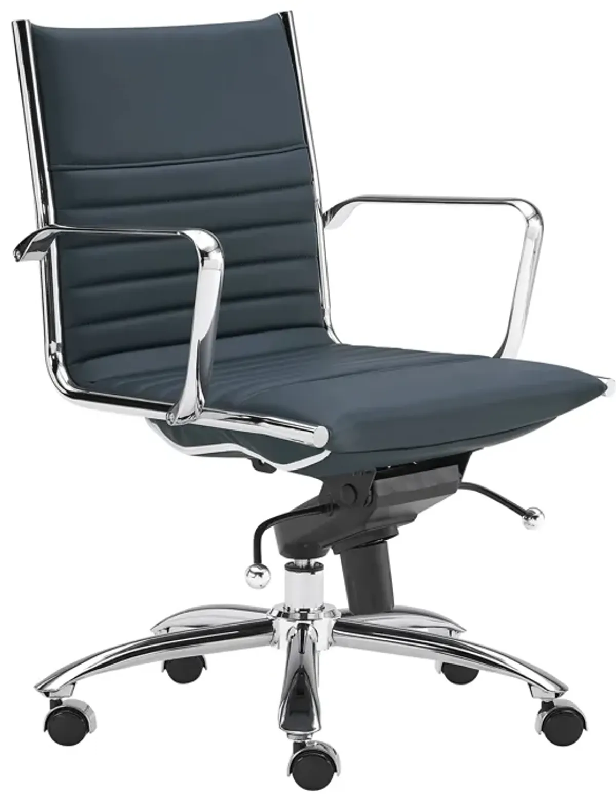 Dirk Low Back Office Chair in Blue with Chromed Steel Base