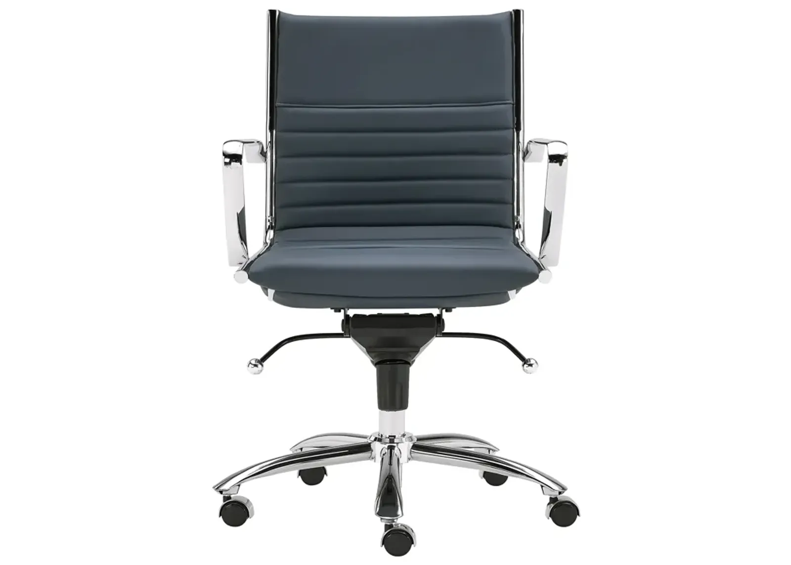 Dirk Low Back Office Chair in Blue with Chromed Steel Base