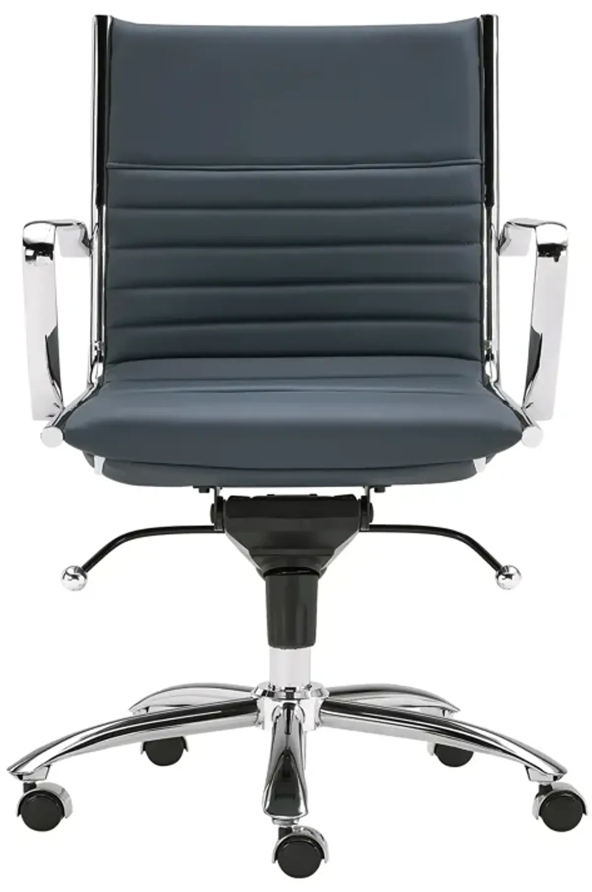 Dirk Low Back Office Chair in Blue with Chromed Steel Base