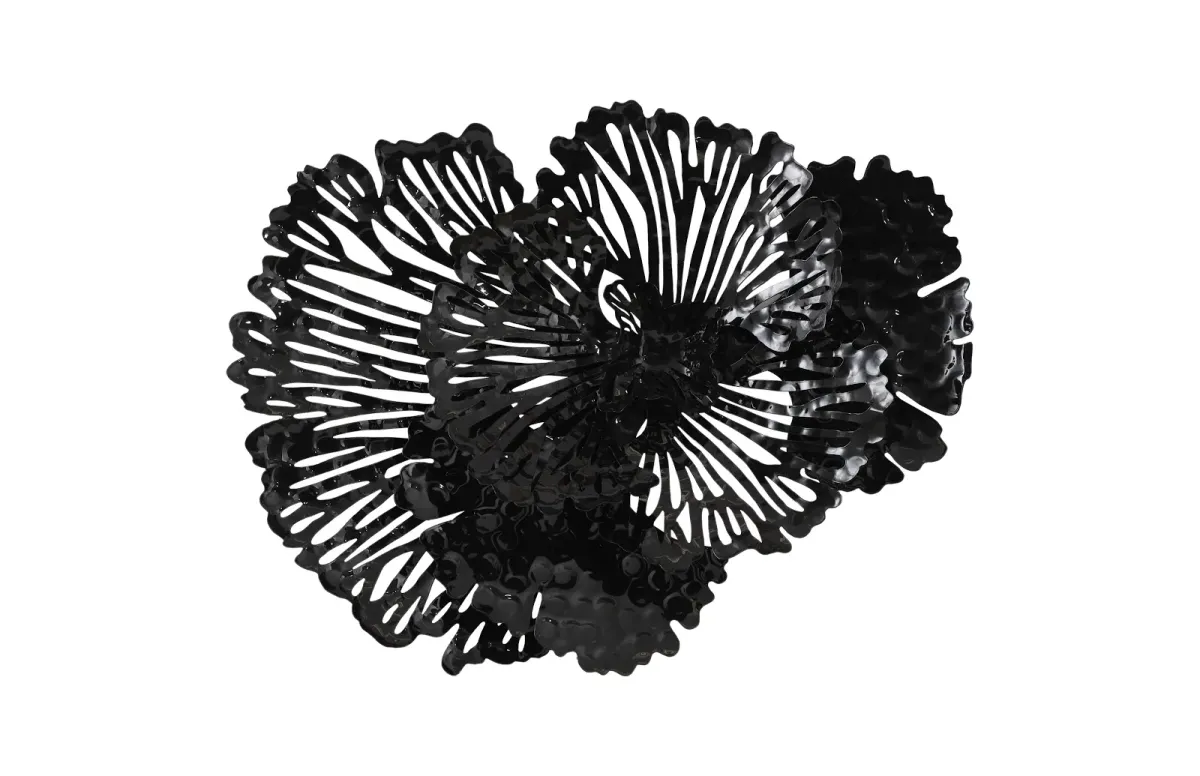 Flower Small Black Metal Wall Art