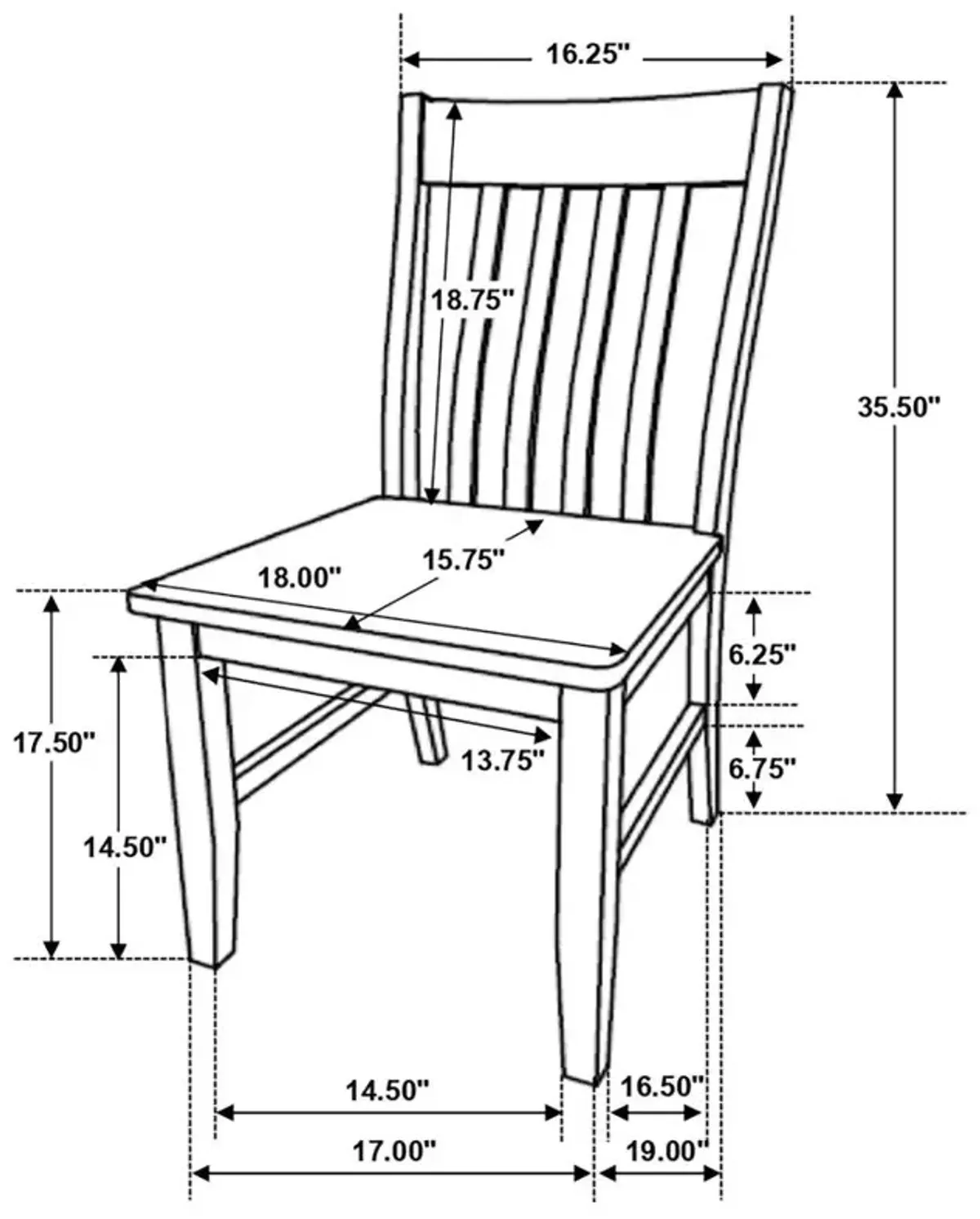 Kirby Slat Back Side Chair (Set of 2) Natural and Rustic Off White