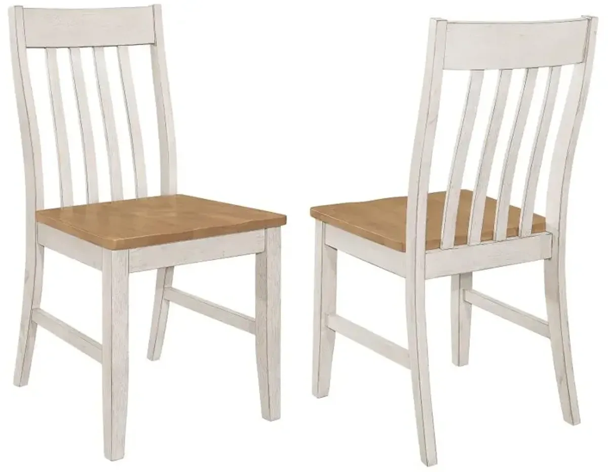 Kirby Slat Back Side Chair (Set of 2) Natural and Rustic Off White