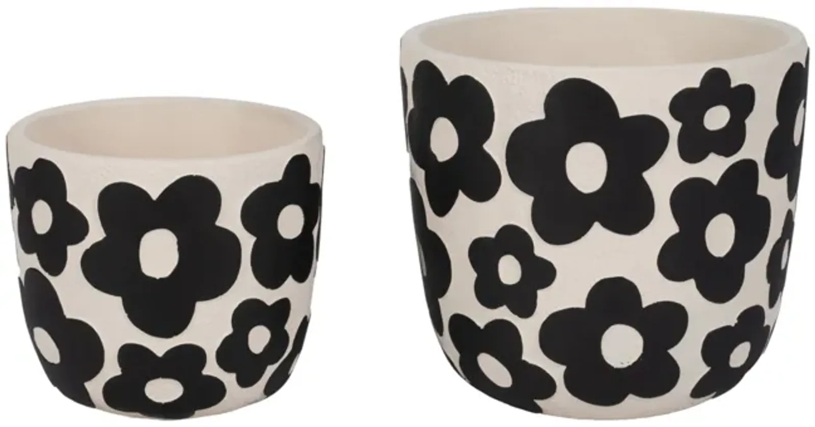 S/2 7/9" Flower Power Planters, Black