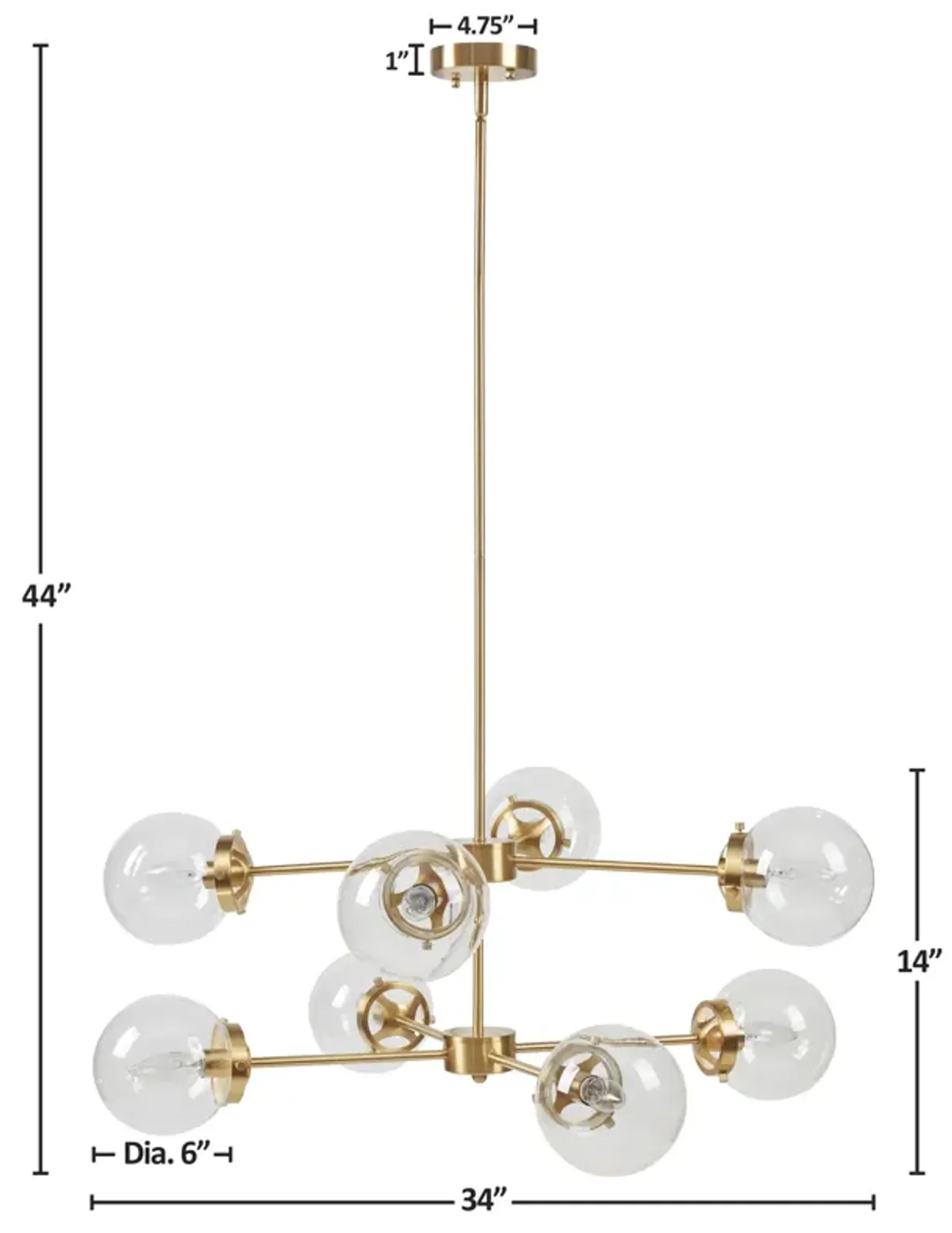 8-Light Metal Chandelier with Globe Bulbs