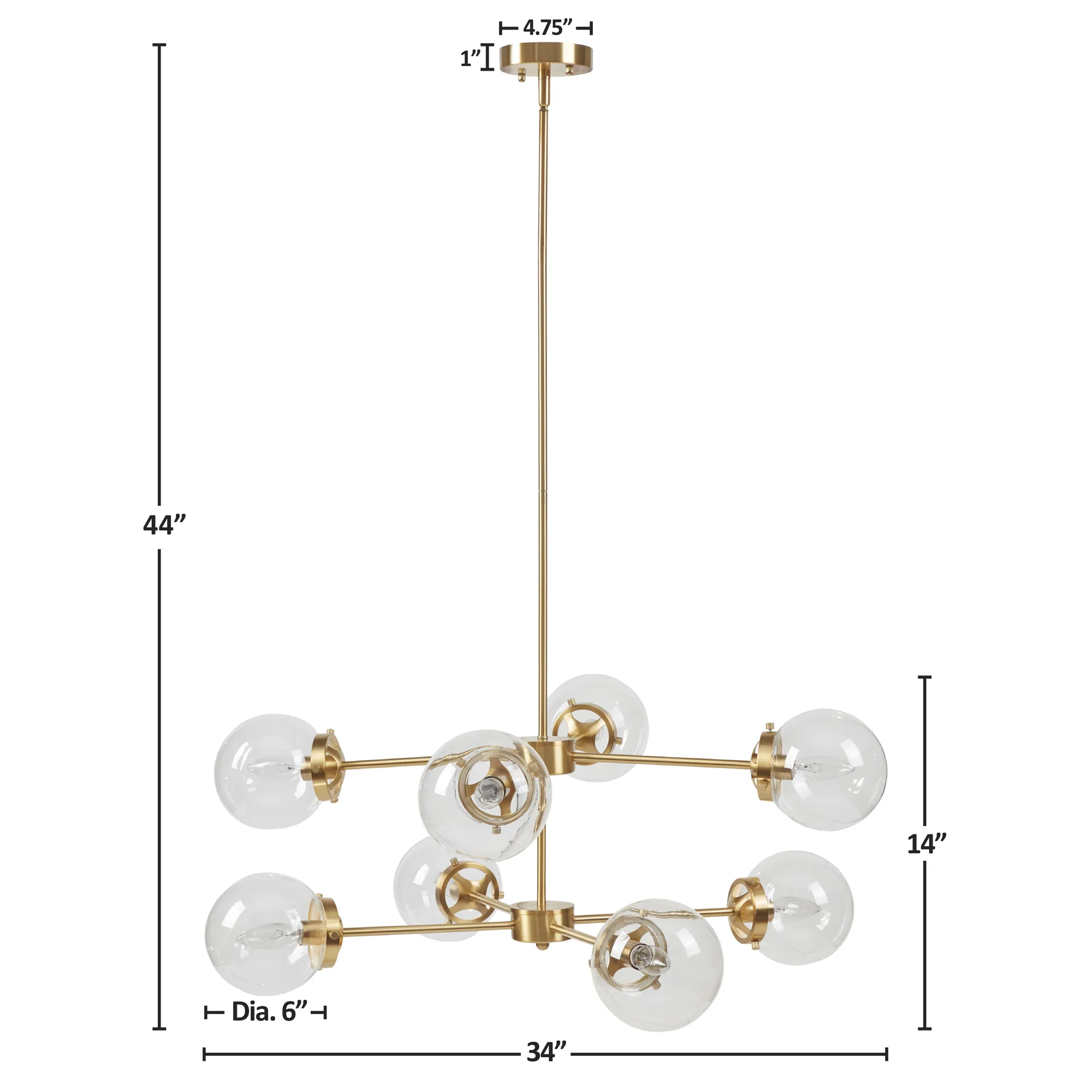 8-Light Metal Chandelier with Globe Bulbs