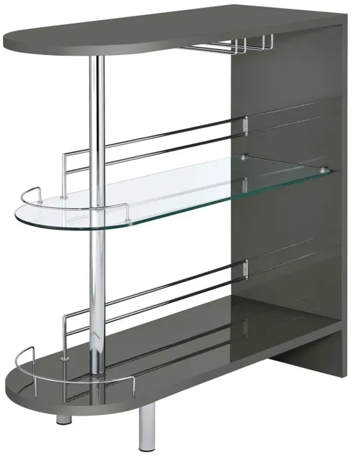 Adolfo 3-tier Bar Table Glossy Grey and Clear