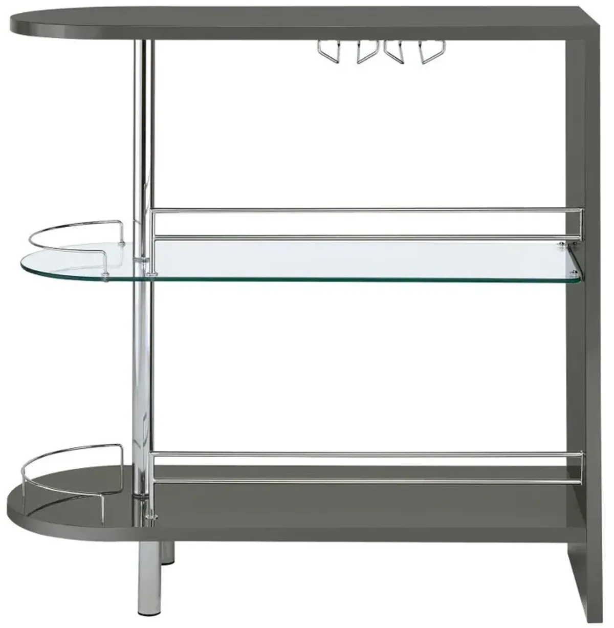 Adolfo 3-tier Bar Table Glossy Grey and Clear