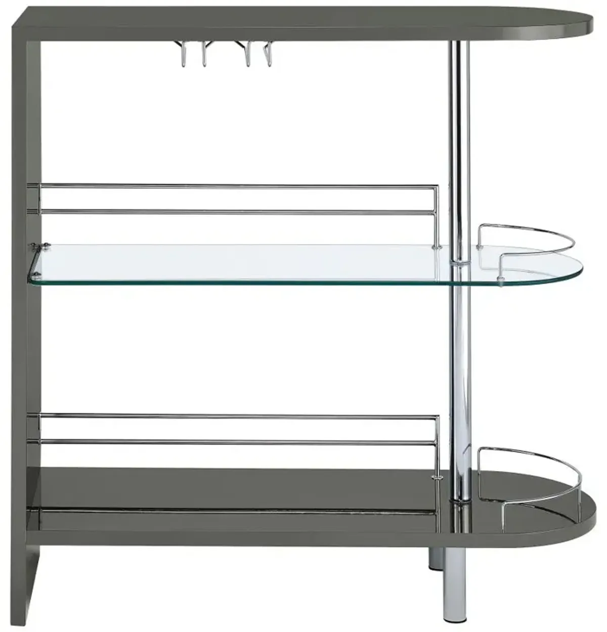 Adolfo 3-tier Bar Table Glossy Grey and Clear