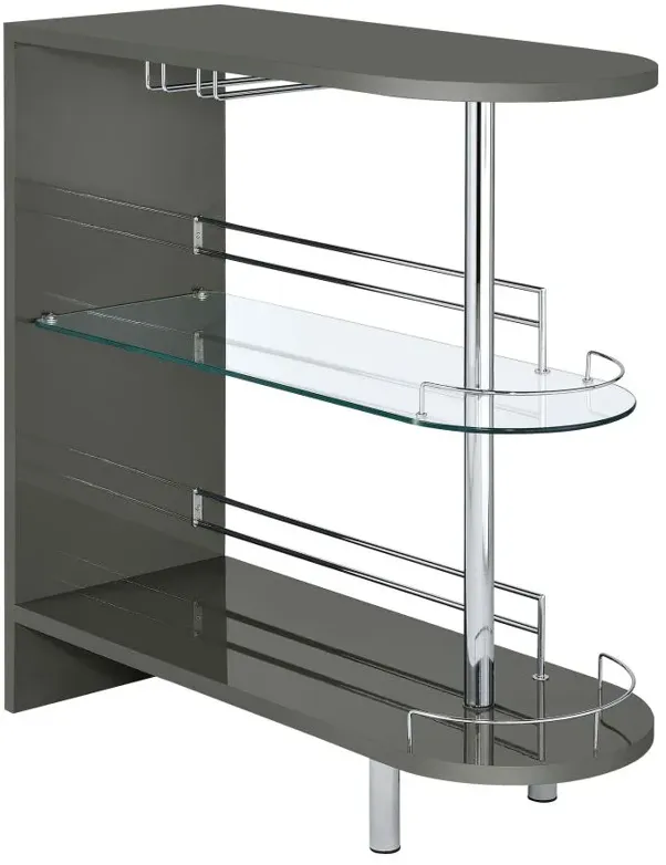 Adolfo 3-tier Bar Table Glossy Grey and Clear