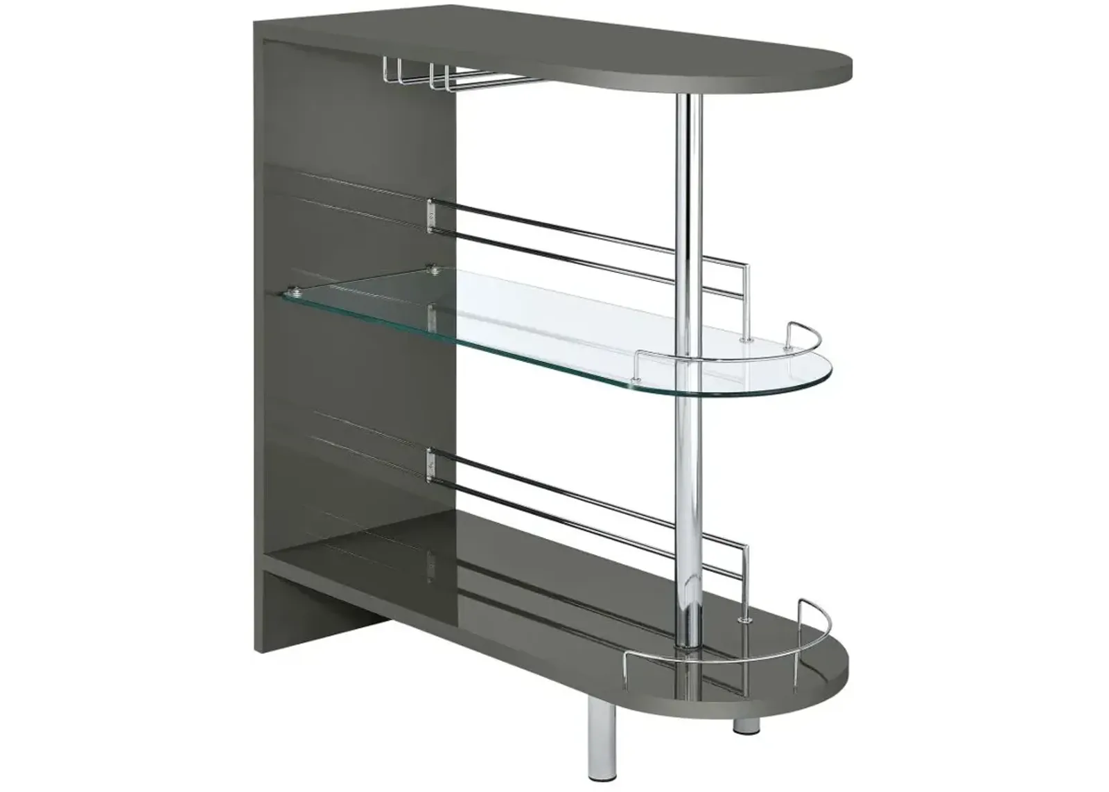 Adolfo 3-tier Bar Table Glossy Grey and Clear