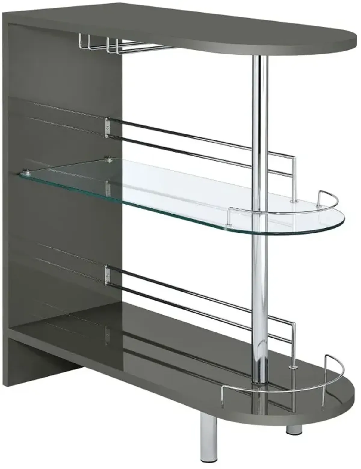 Adolfo 3-tier Bar Table Glossy Grey and Clear