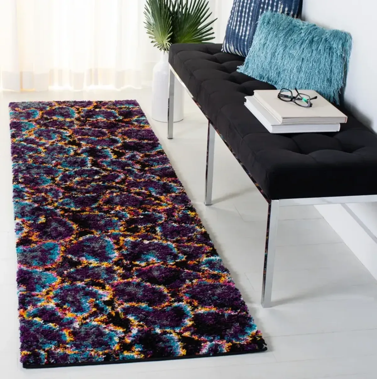 FIESTA SHAG 371 TURQUOISE  2'-3' x 6' Runner Rug