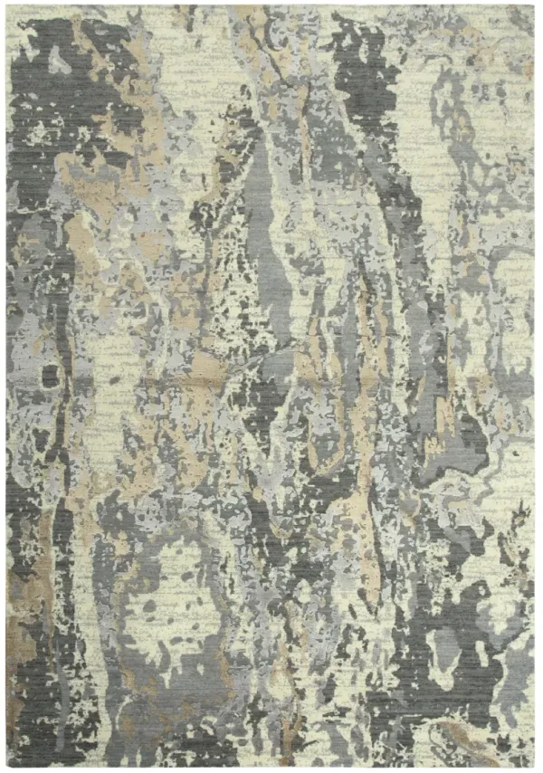 Artistry Beige Abstract NZ Wool/Tencel Blend 8' x 10' Rectangle Rug