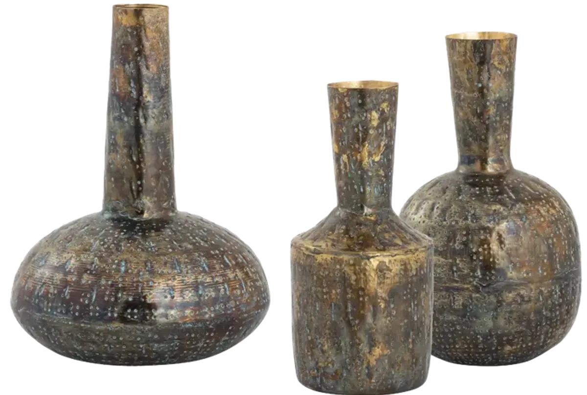 Fowler Vase  -  Set of 3 Patinated Brass - Set of 2