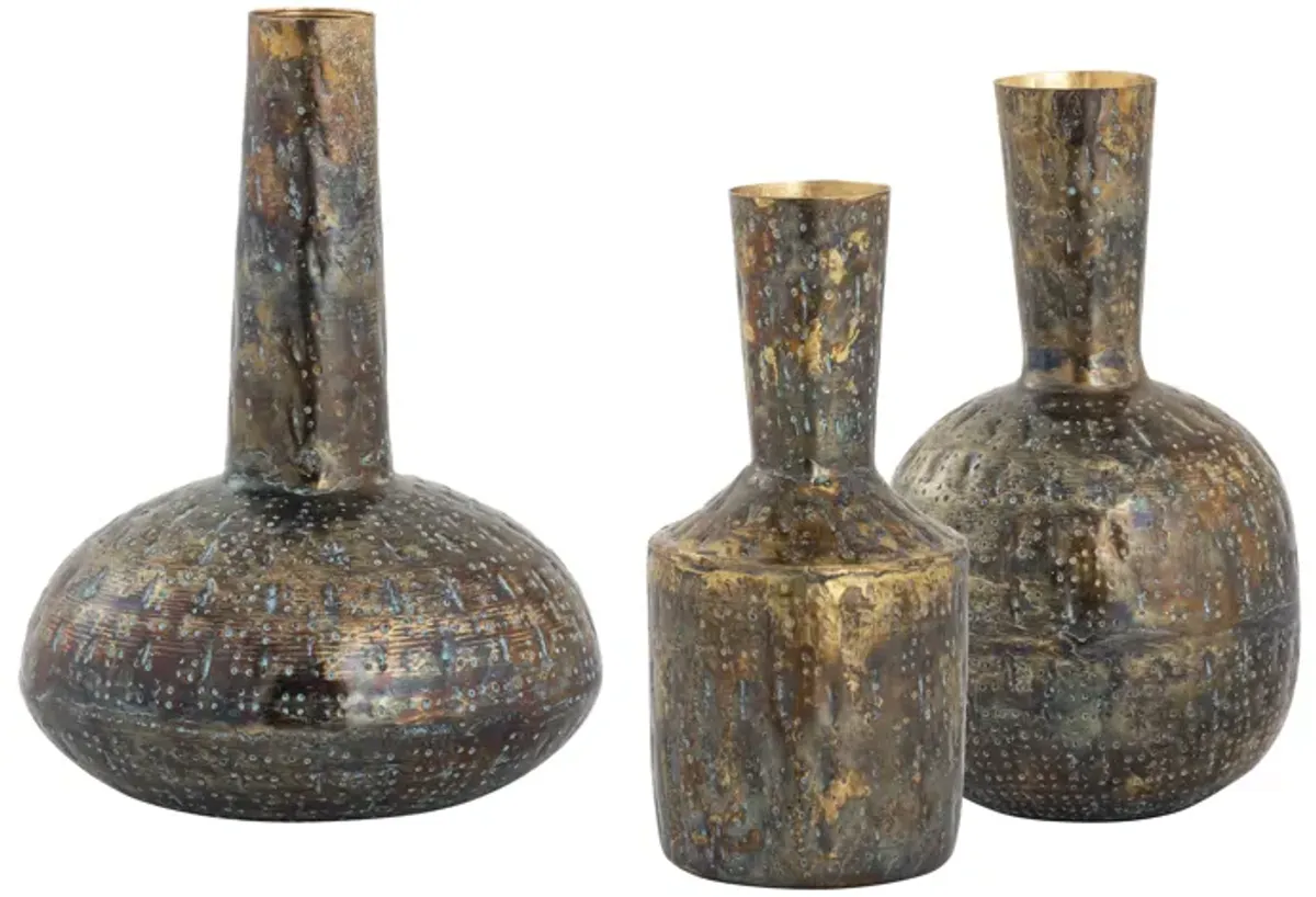 Fowler Vase  -  Set of 3 Patinated Brass - Set of 2