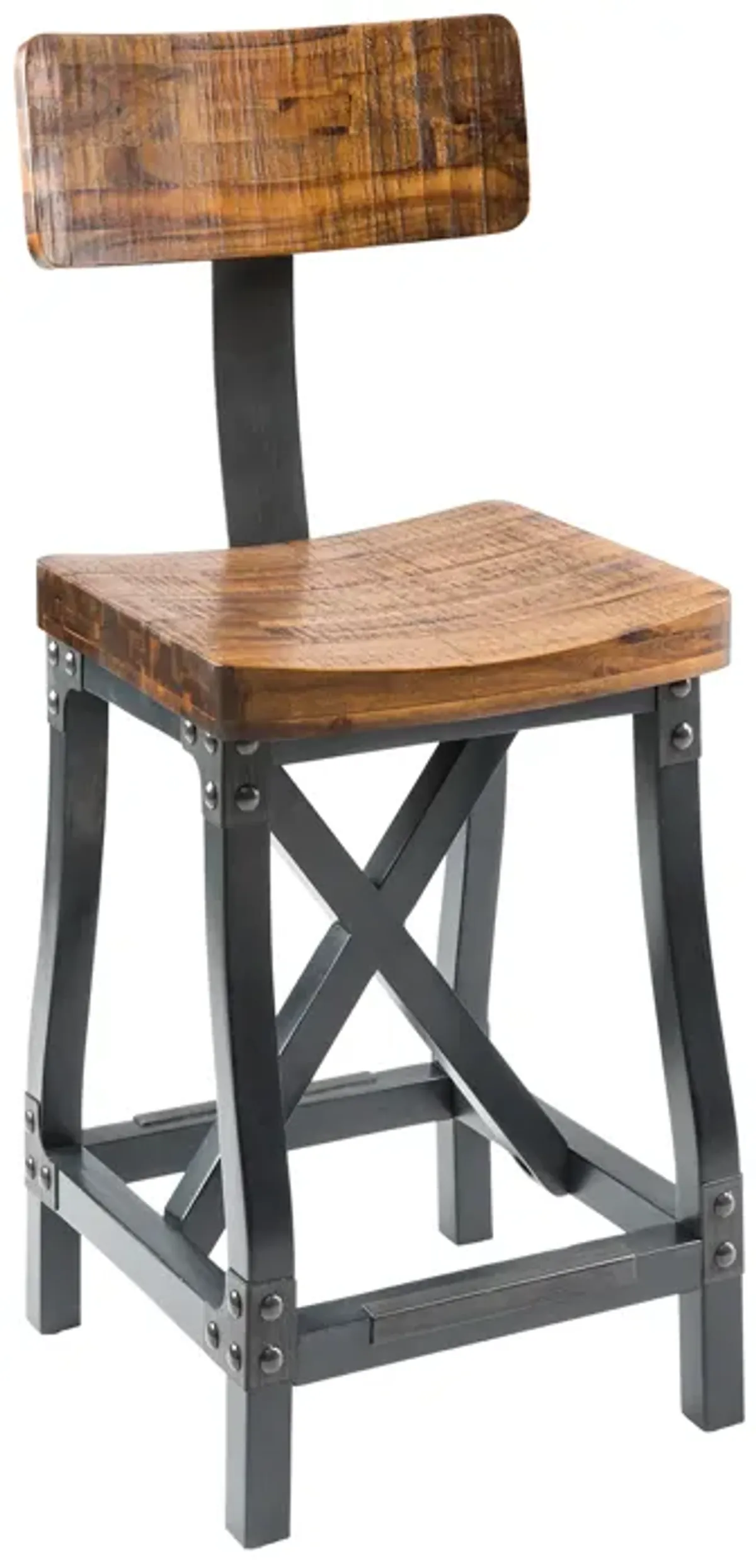 INK+IVY Lancaster Amber/Graphite Barstool with Back