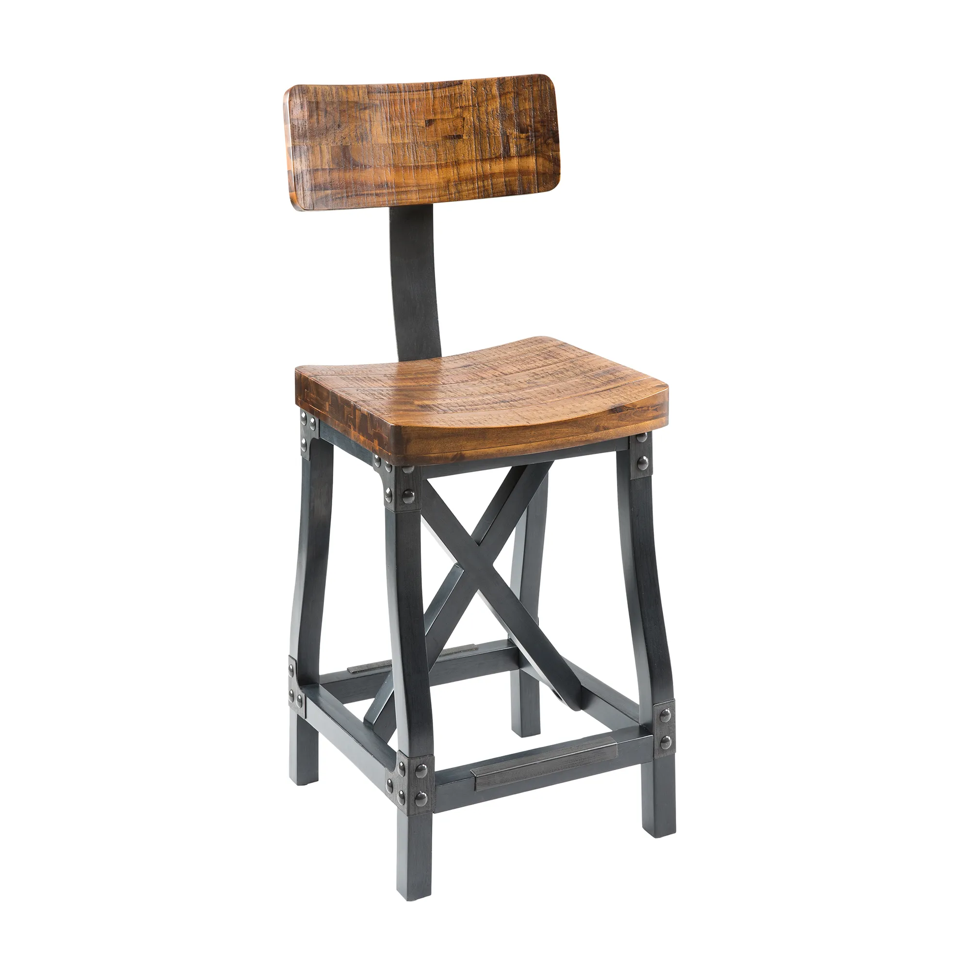 INK+IVY Lancaster Amber/Graphite Barstool with Back