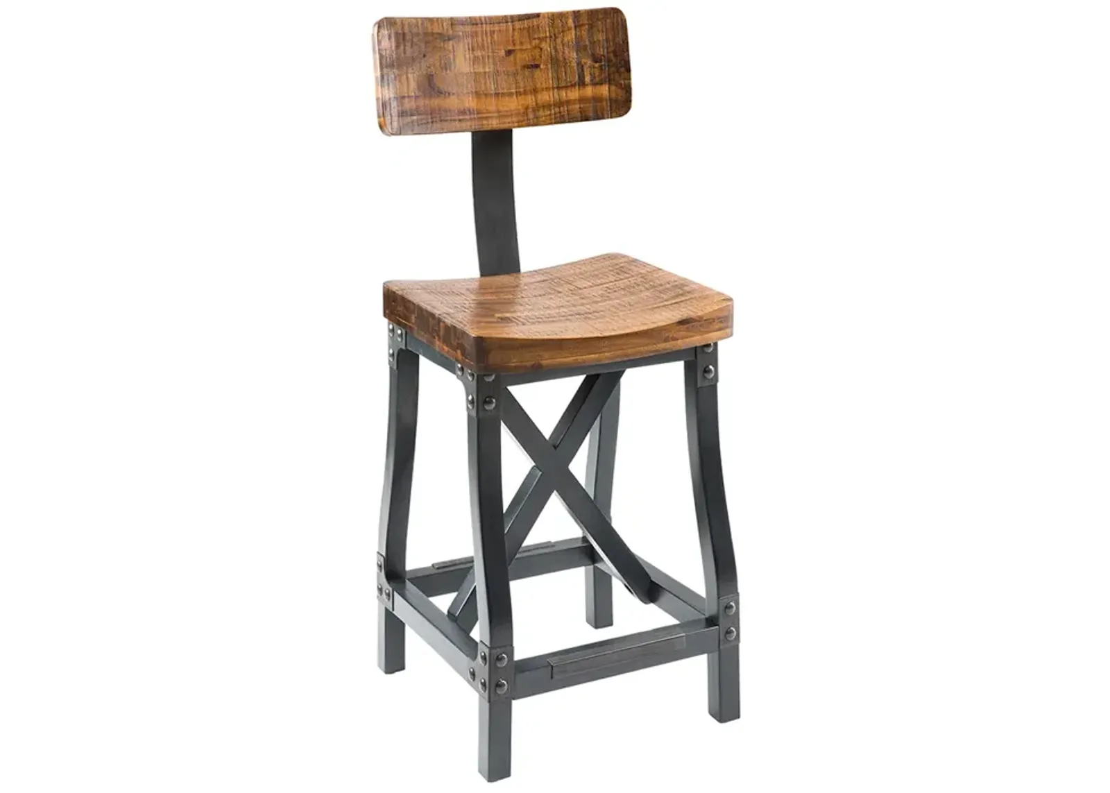 INK+IVY Lancaster Amber/Graphite Barstool with Back