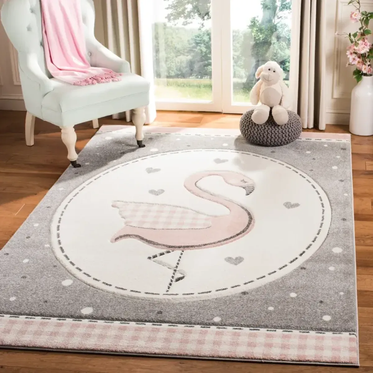 CAROUSEL KIDS 154 PINK  6'-7' x 6'-7' Square Square Rug