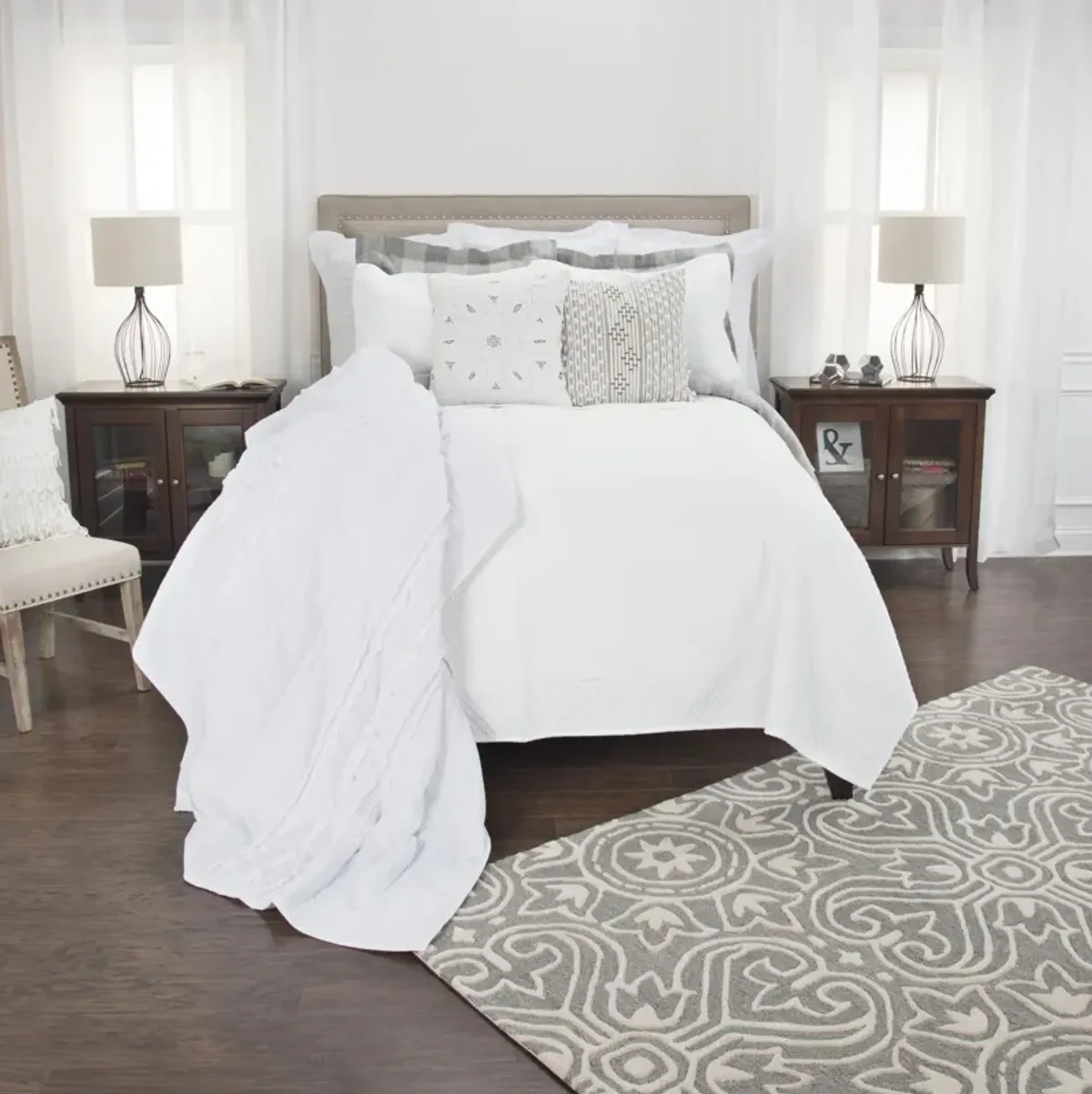 Lydia white King Solid White Quilt