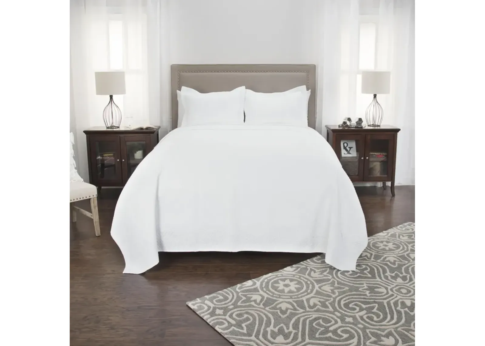 Lydia white King Solid White Quilt